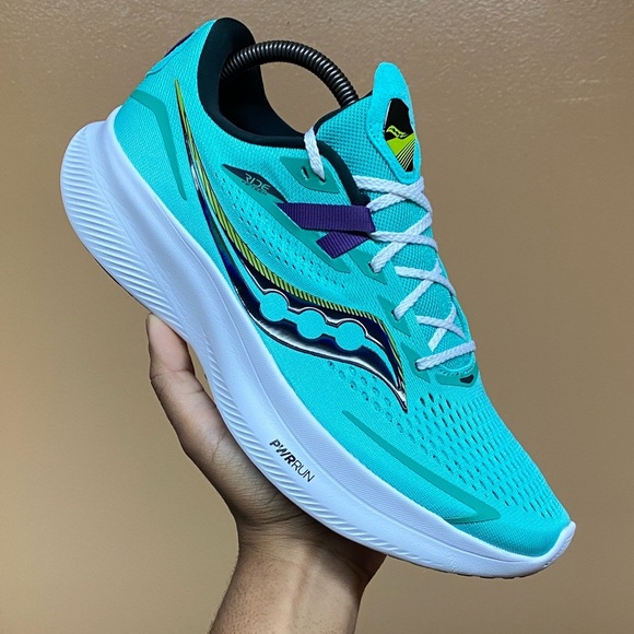 Saucony Ride 15 “Cool Mint Purple Volt Black White” Size 10.5 - Picture 11 of 17